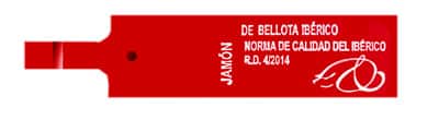 Il sigillo è rosso. Identifica il Prosciutto di Bellota Iberico, la Spalla di Bellota Iberica e la Lonza di Bellota Iberica, sia con il 75% di razza iberica che con il 50% di razza iberica