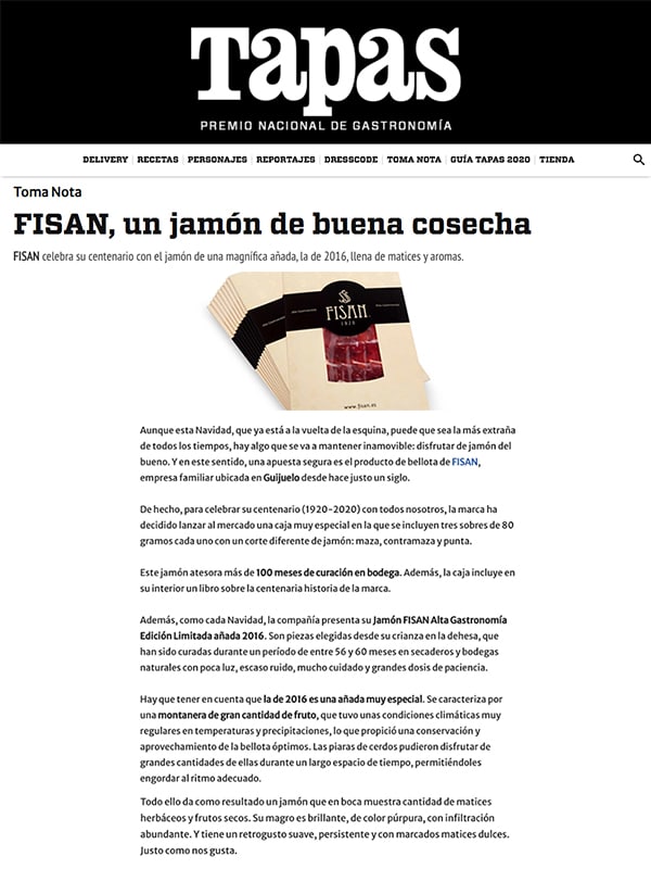 Publicación sobre Centenario de FISAN