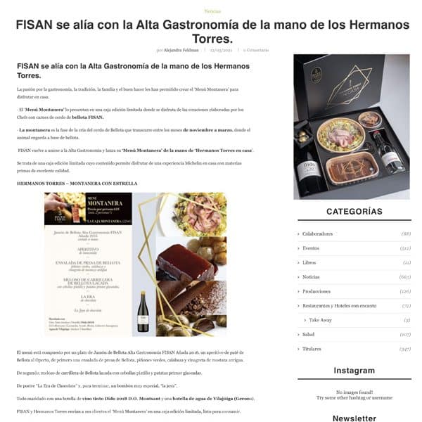 FISAN se alía con la Alta Gastronomía de la mano de los Hermanos Torres