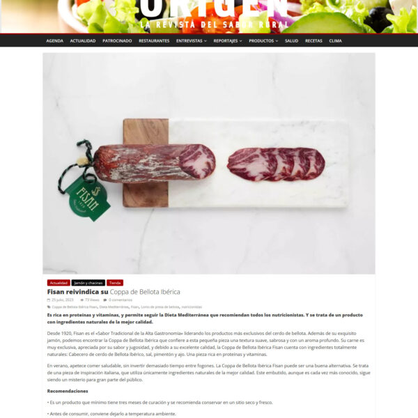 ORIGEN –  FISAN REIVINDICA SU COPPA DE BELLOTA IBÉRICA